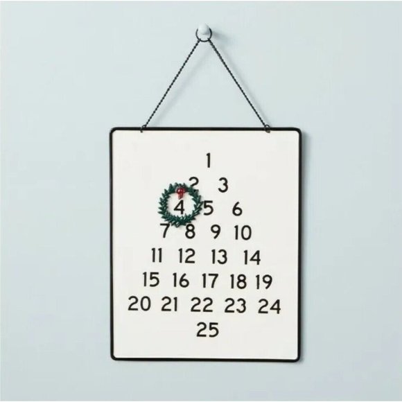 Hearth & Hand Magnolia Christmas Metal Advent Calendar Wreath Magnet 16x13" - Picture 2 of 3